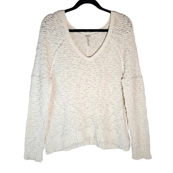 NWOT-Free People Moonbeam VNeck Pullover Sweater Alpaca Soft Ivory Crop Size:M - Picture 6 of 8